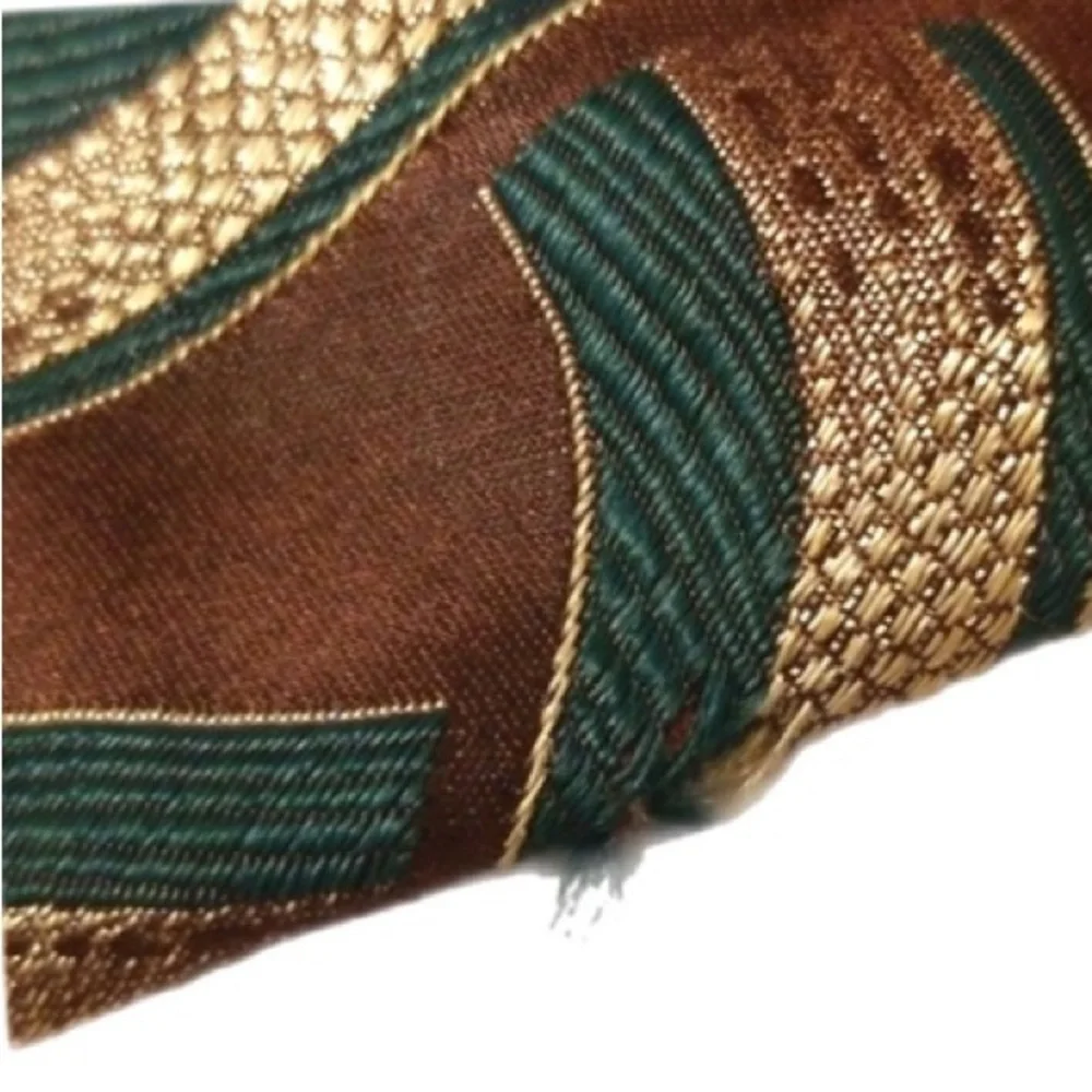 Palladium Corsair Tie Poly Brown Gold Teal 67x3.5 VTG ie No Tipping No Bar Tac